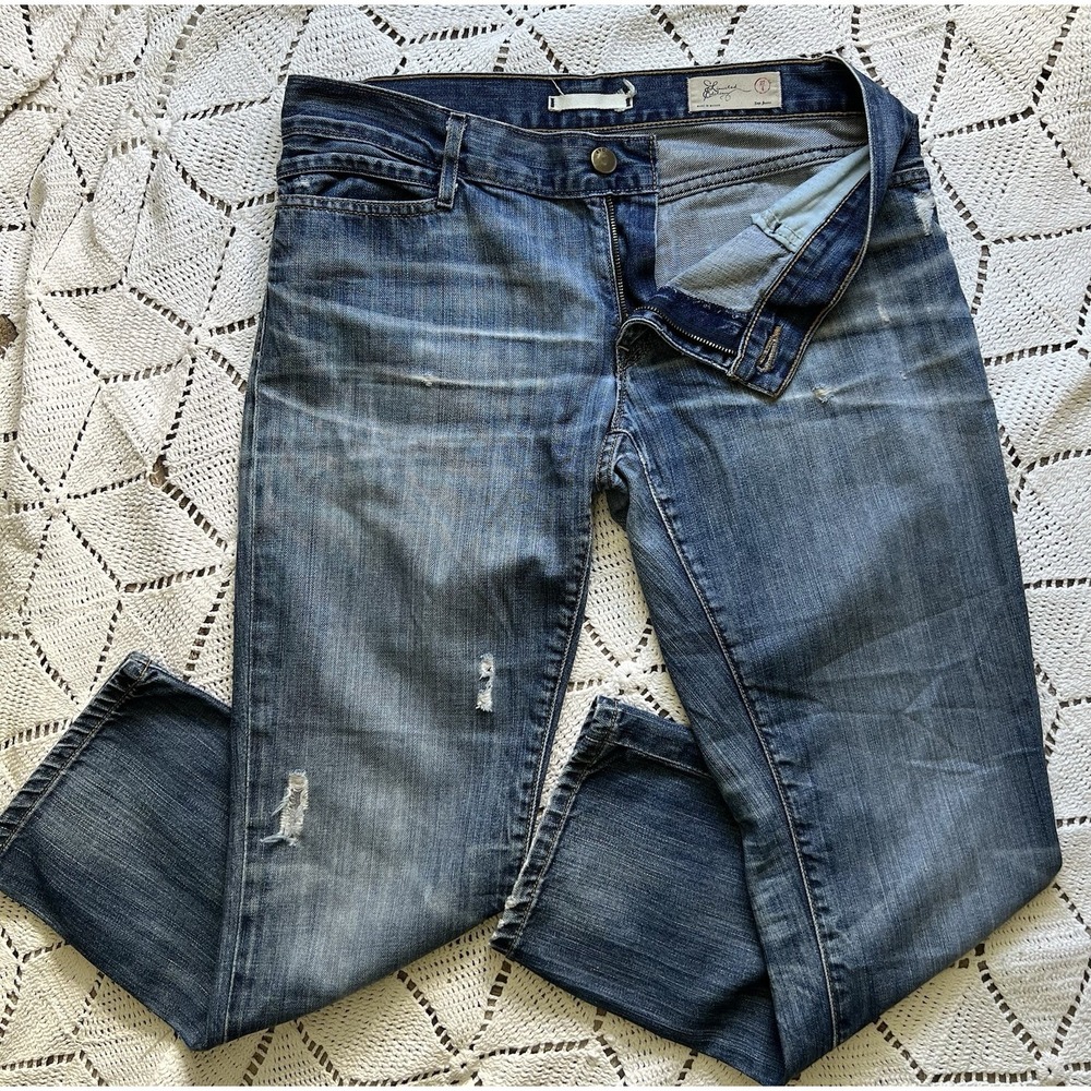 100% Cotton Y2K Gap Limited Edition Dark Wash Jeans 27/4 Distressed Crop Denim
